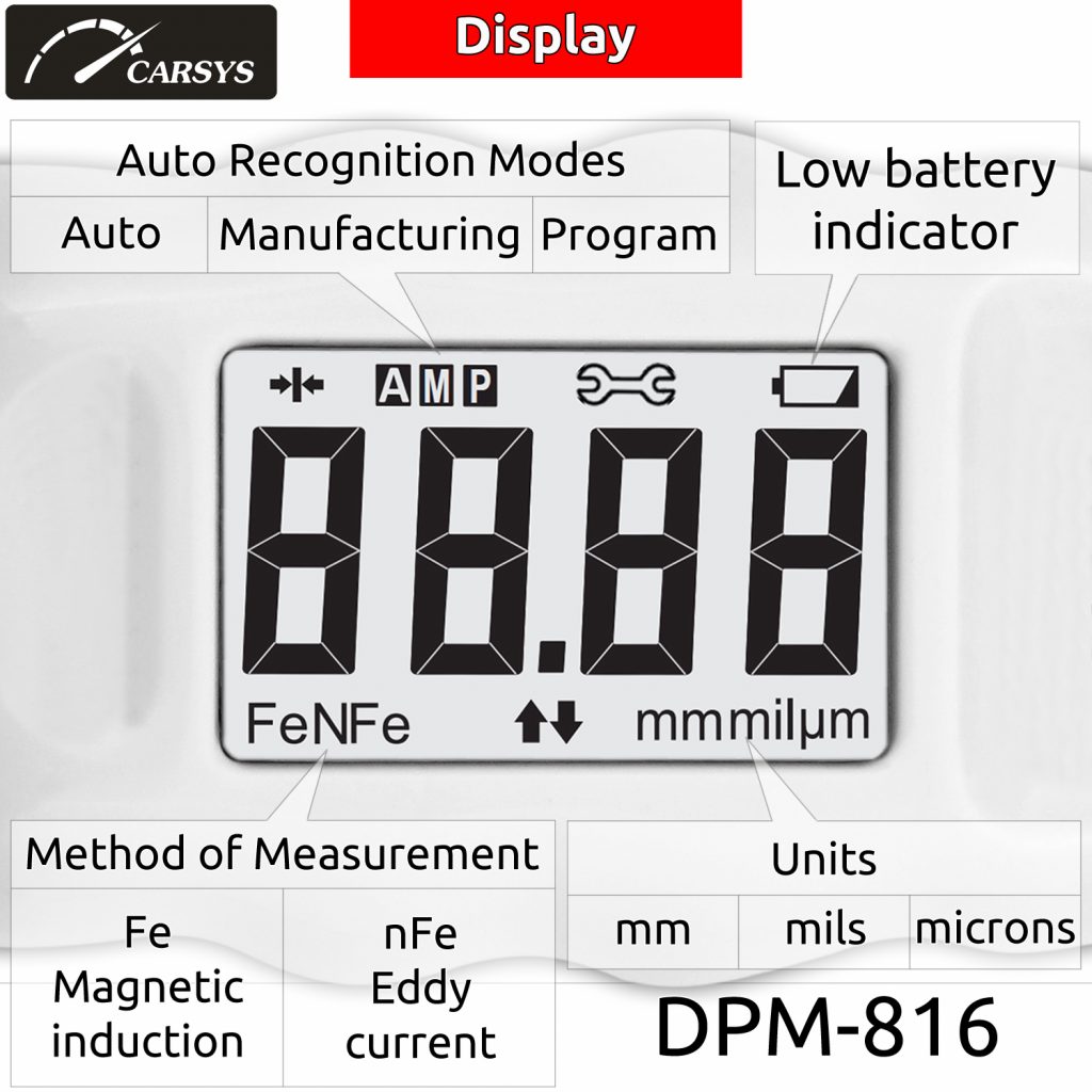 Display Features of thickness gauge DPM-816 PRO WHITE